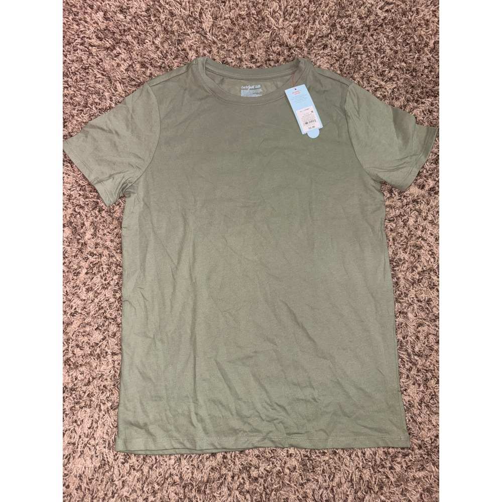 Cat & Jack Boys Army Green Short Sleeve Crewneck T-Shirt XL 14 Husky NWT